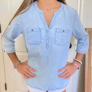 Chambray 3/4 Sleeve Top